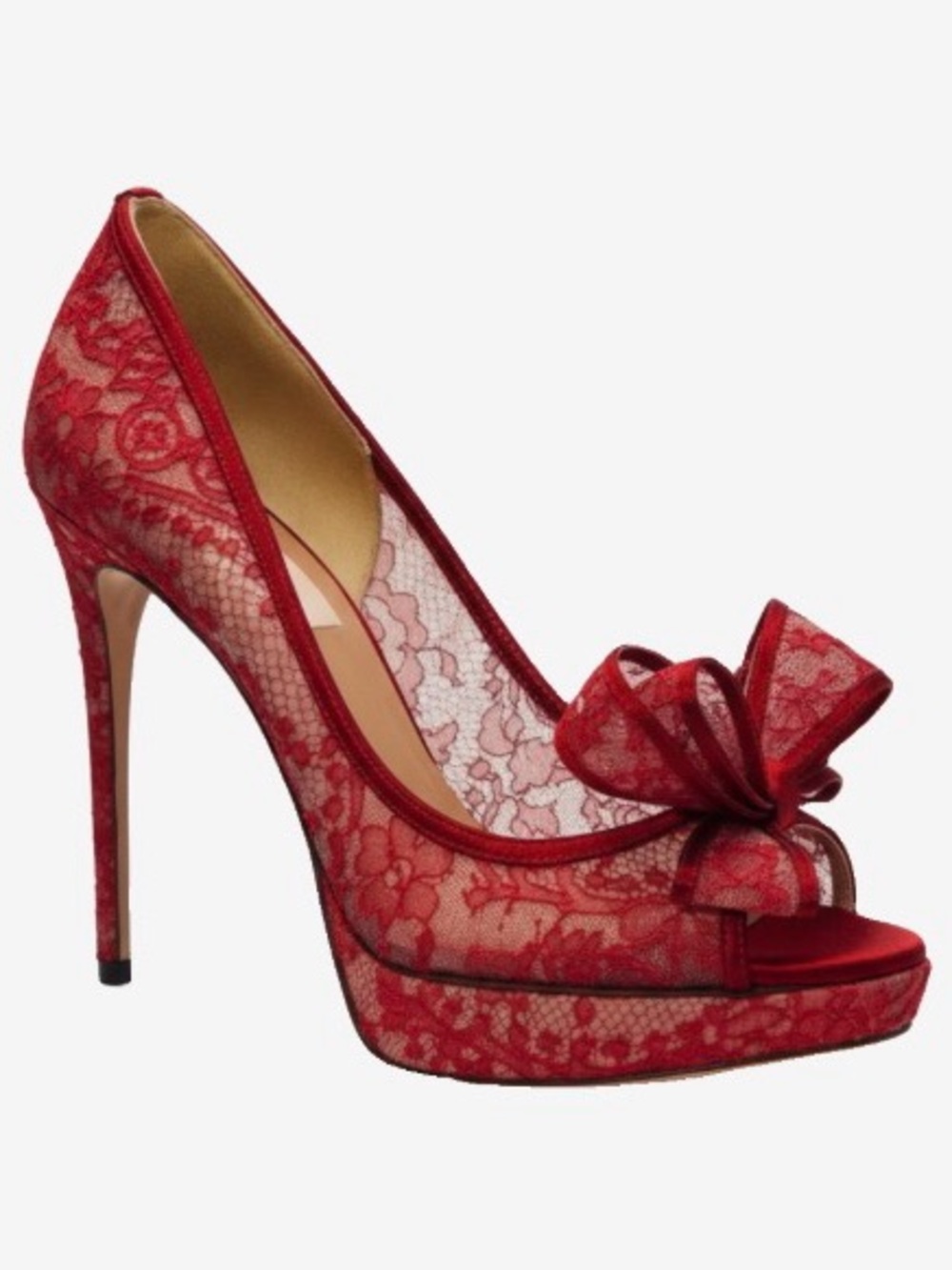 🛍️Valentino Authentic Burgundy Couture Lace Peep Toe Platform Pumps